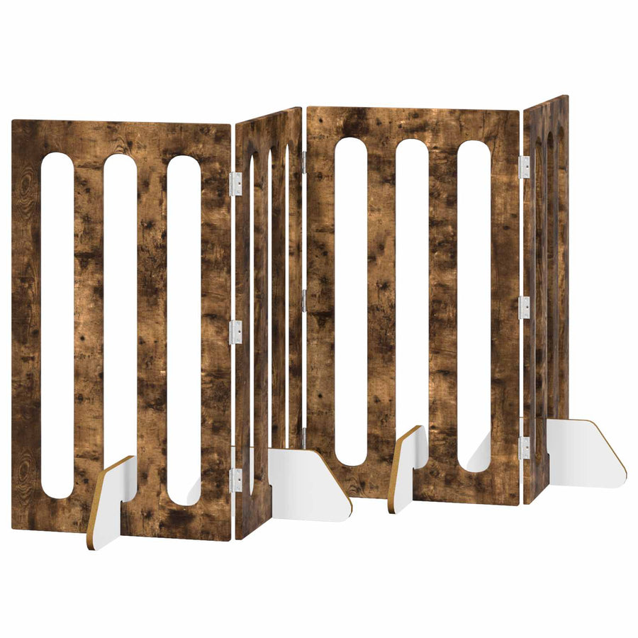 Opvouwbaar huisdierhek 4 pcs Gerookte Eik 201 x 38 x 90 cm