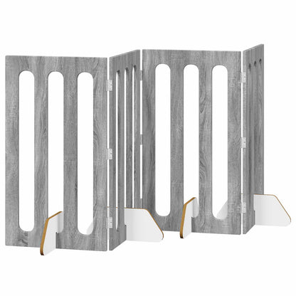 Opvouwbaar huisdierhek 4 pcs Grijze Sonoma 201 x 38 x 90 cm