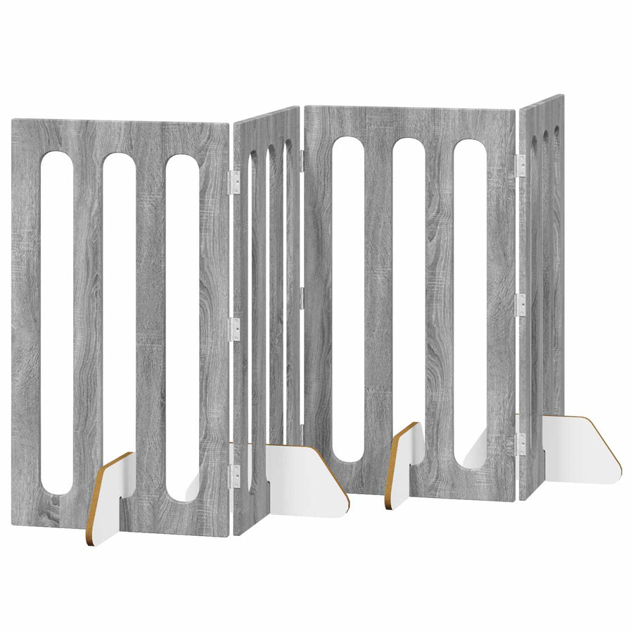Opvouwbaar huisdierhek 4 pcs Grijze Sonoma 201 x 38 x 90 cm