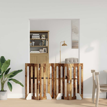 Opvouwbaar huisdierhek 4 pcs Eikenhout 201 x 38 x 90 cm