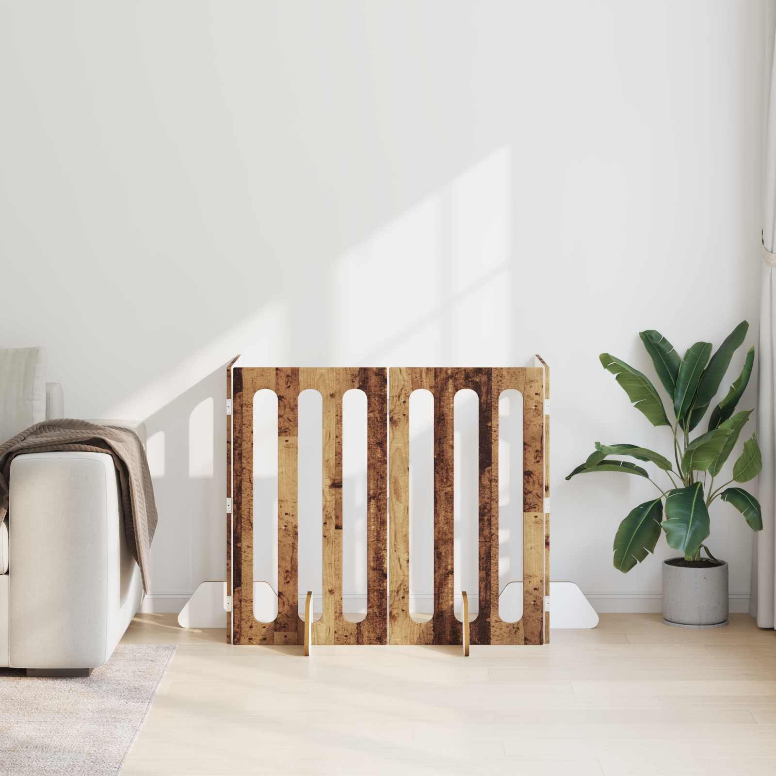 Opvouwbaar huisdierhek 4 pcs Eikenhout 201 x 38 x 90 cm
