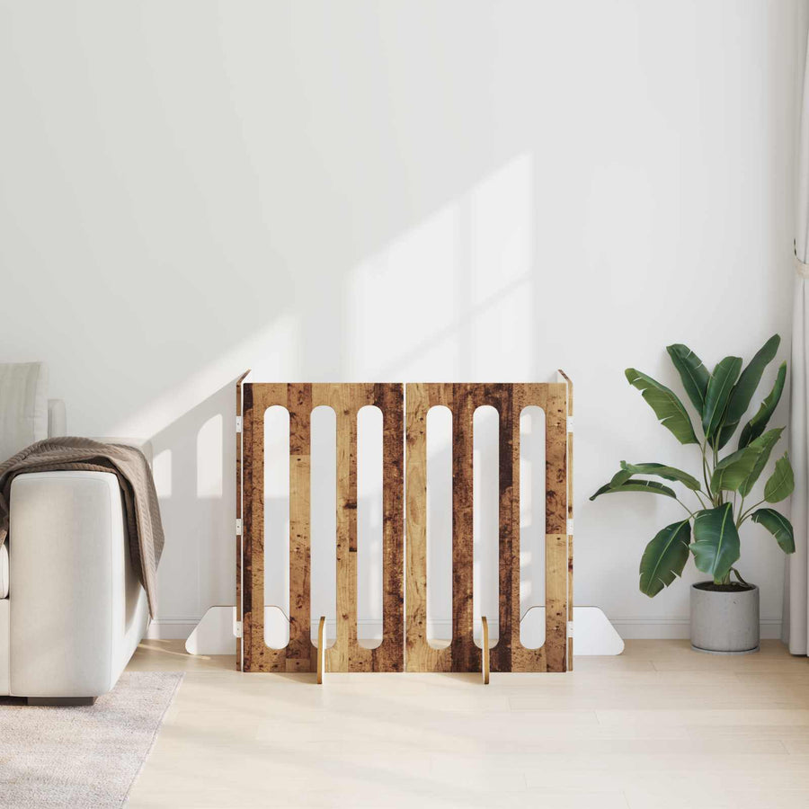 Opvouwbaar huisdierhek 4 pcs Eikenhout 201 x 38 x 90 cm