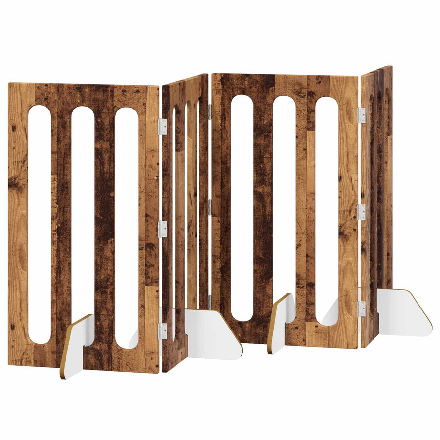 Opvouwbaar huisdierhek 4 pcs Eikenhout 201 x 38 x 90 cm
