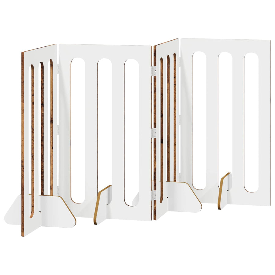 Opvouwbaar huisdierhek 4 pcs Eikenhout 201 x 38 x 90 cm