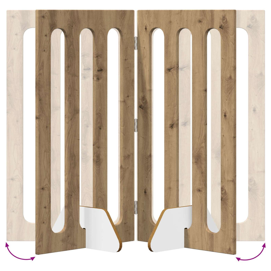 Opvouwbaar huisdierhek 2 pcs Artisan Eik 100,5 x 38 x 90 cm
