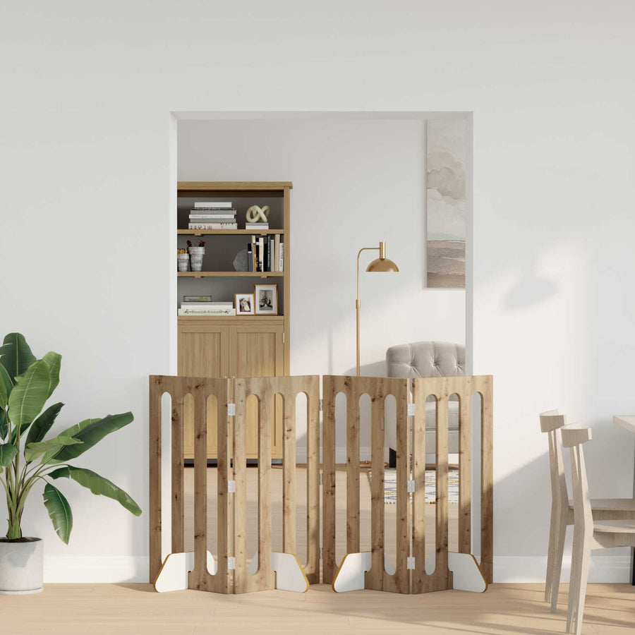 Opvouwbaar huisdierhek 4 pcs Artisan Eik 201 x 38 x 90 cm