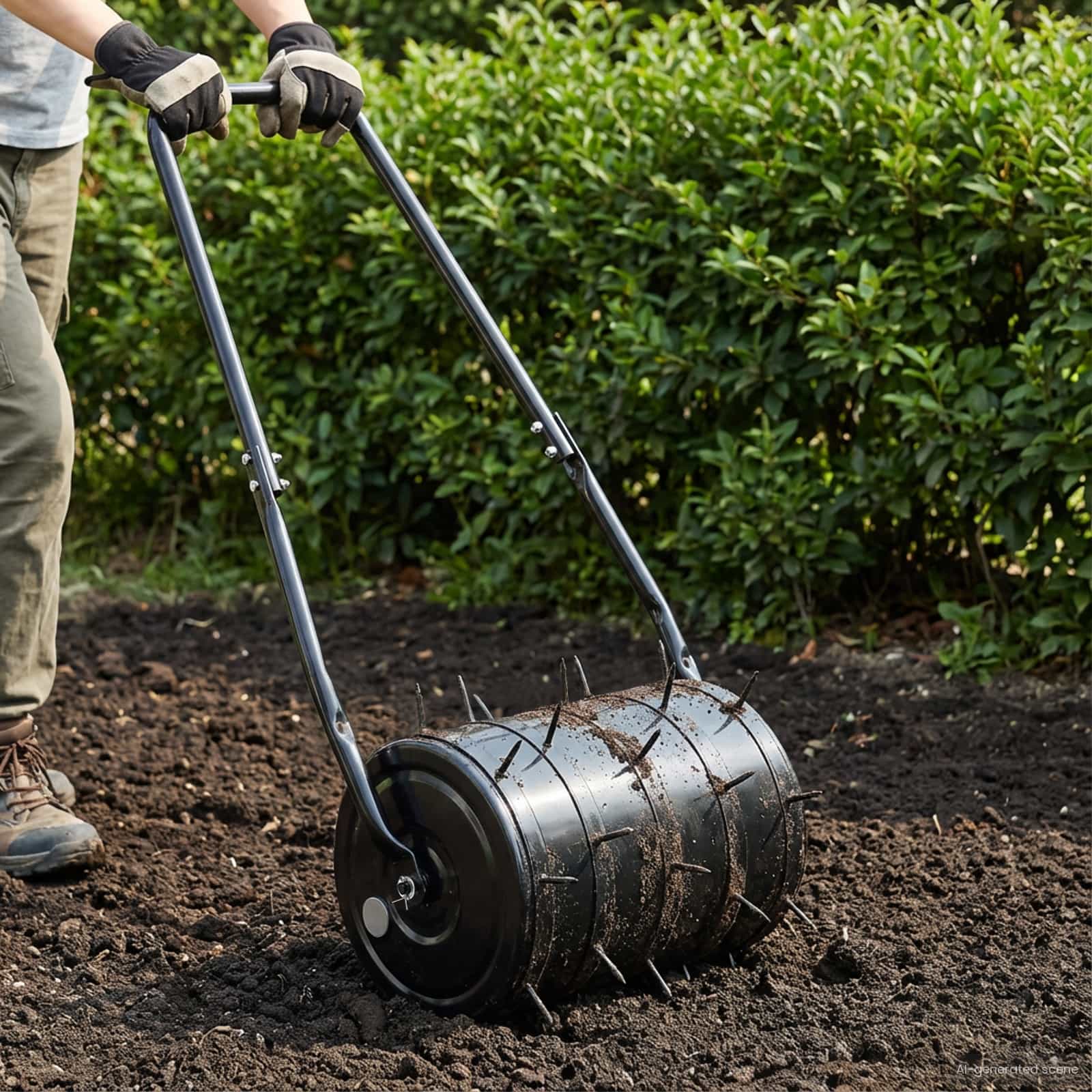 Grasroller Trek met Beluchter Klemmen Zwart 110 x 52 cm IJzer
