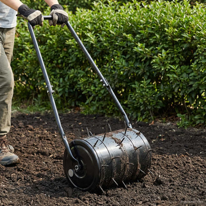 Grasroller Trek met Beluchter Klemmen Zwart 110 x 52 cm IJzer