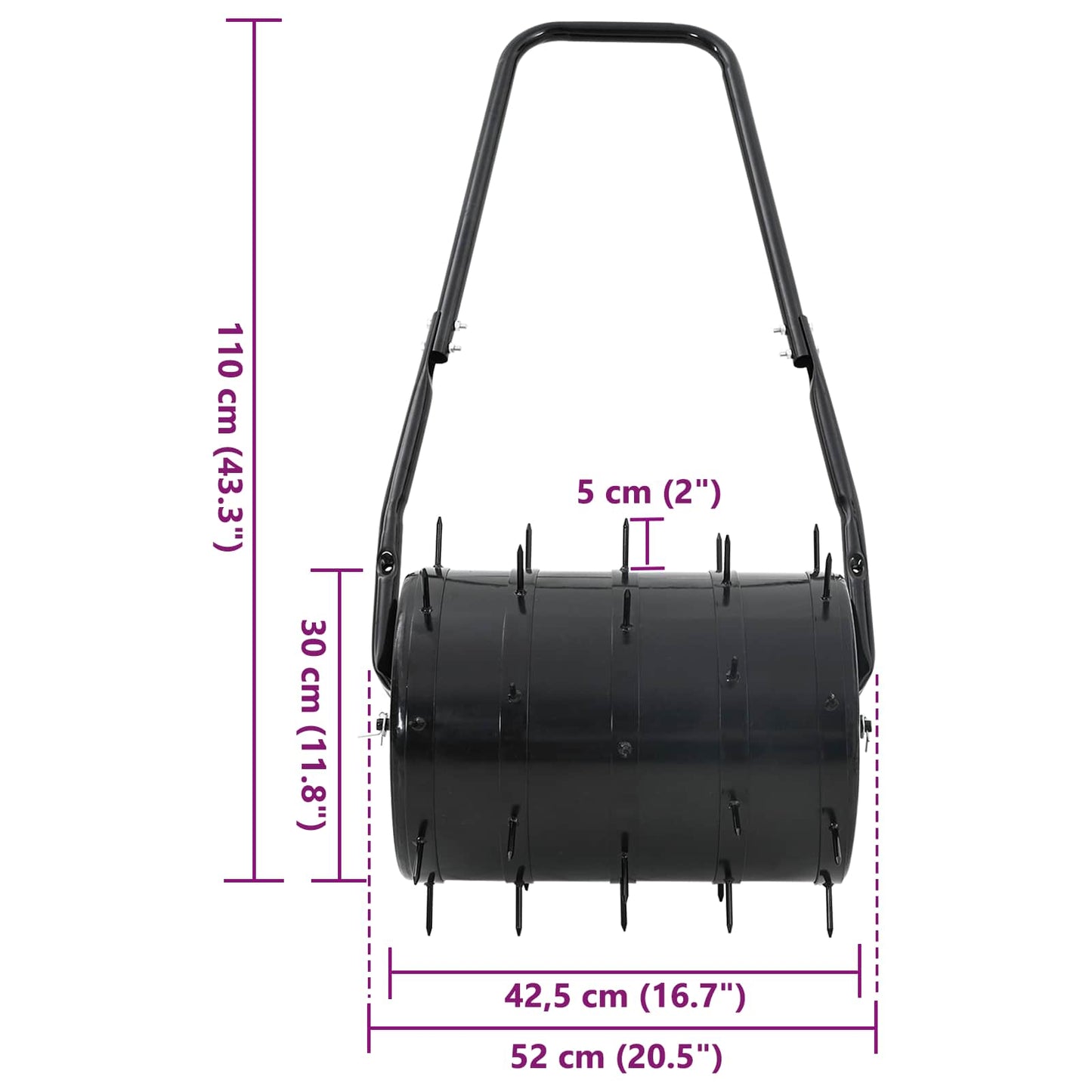 Grasroller Trek met Beluchter Klemmen Zwart 110 x 52 cm IJzer