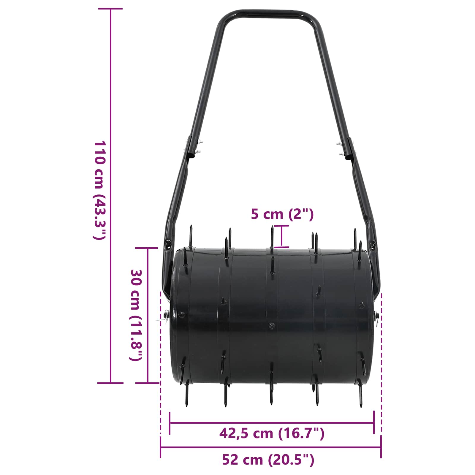 Grasroller Trek met Beluchter Klemmen Zwart 110 x 52 cm IJzer