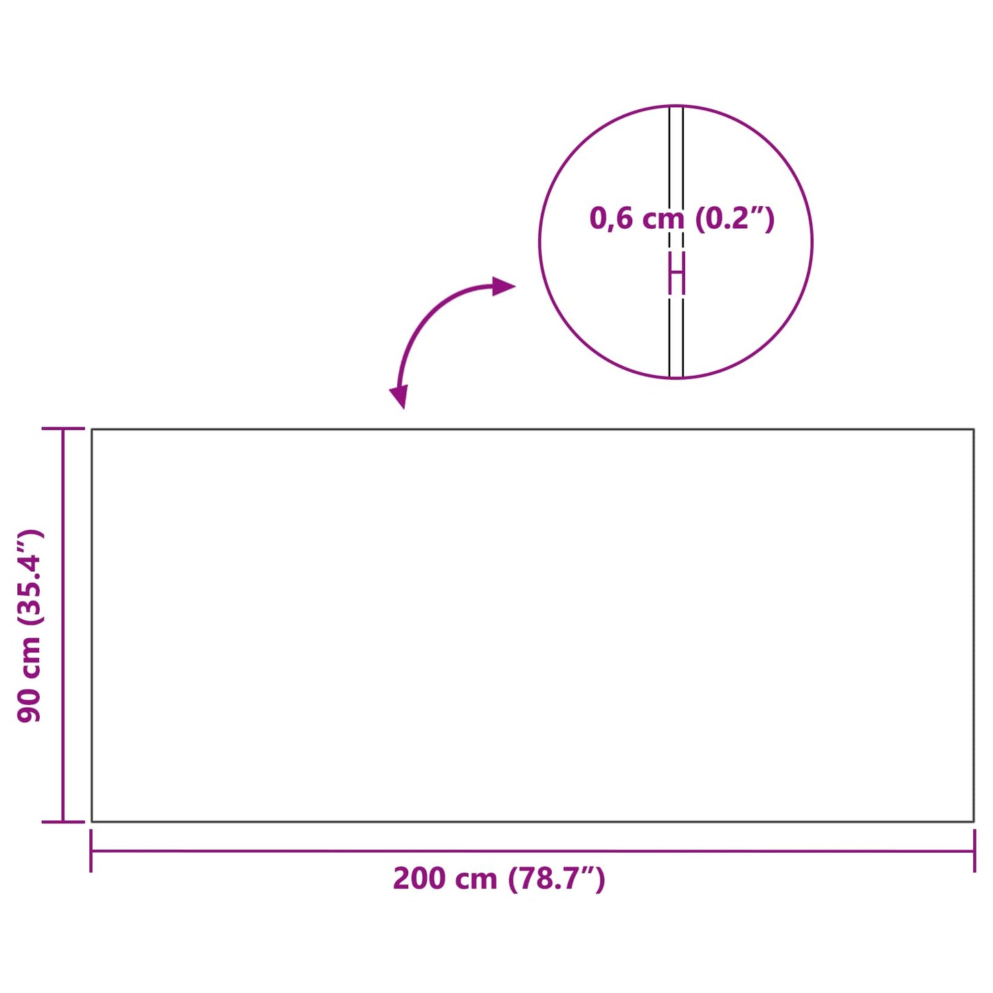 Sportbeschermmat Zwart 200 x 90 x 0,6 cm PVC