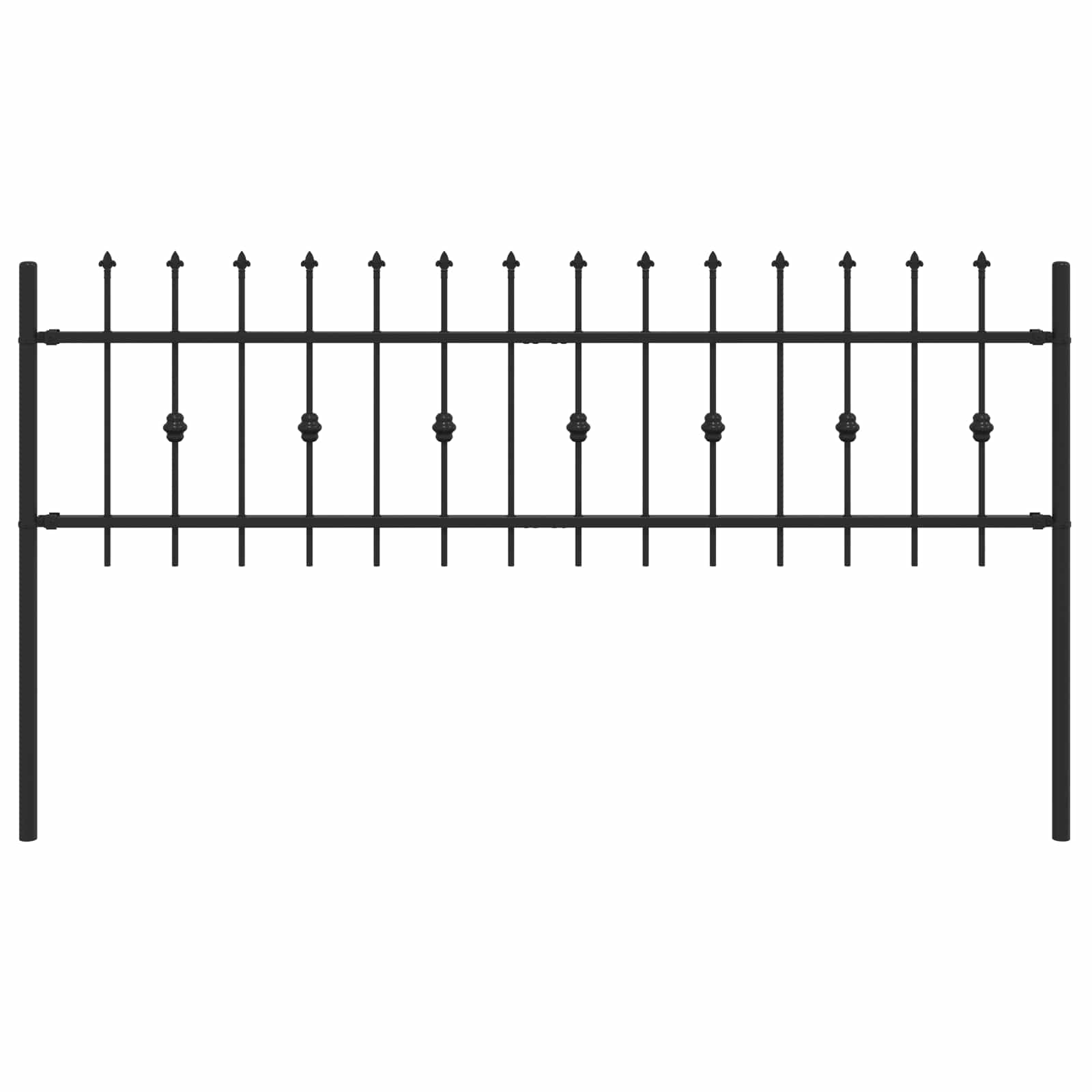 Spike Fence Zwart 200 x 130 cm Gepoedercoat staal