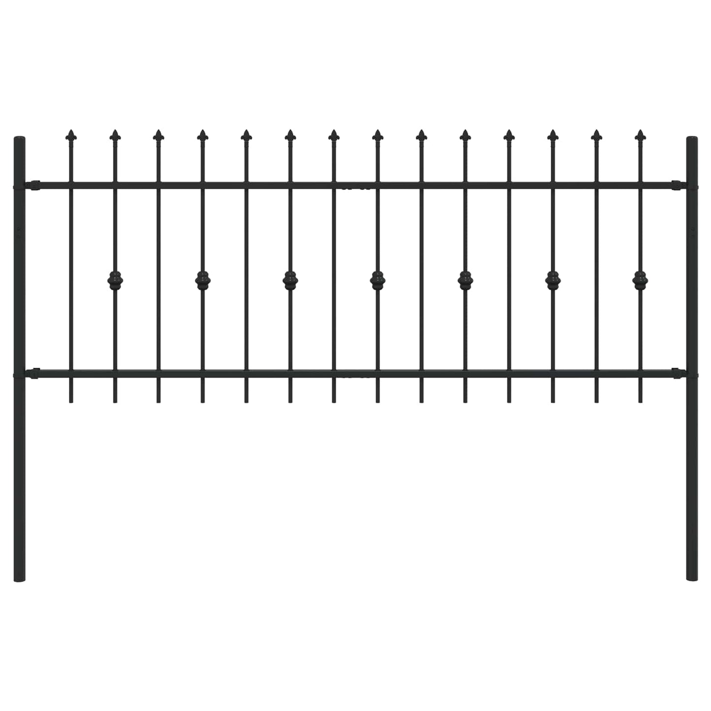 Spike Fence Zwart 200 x 130 cm Gepoedercoat staal