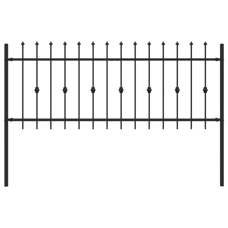 Spike Fence Zwart 200 x 130 cm Gepoedercoat staal