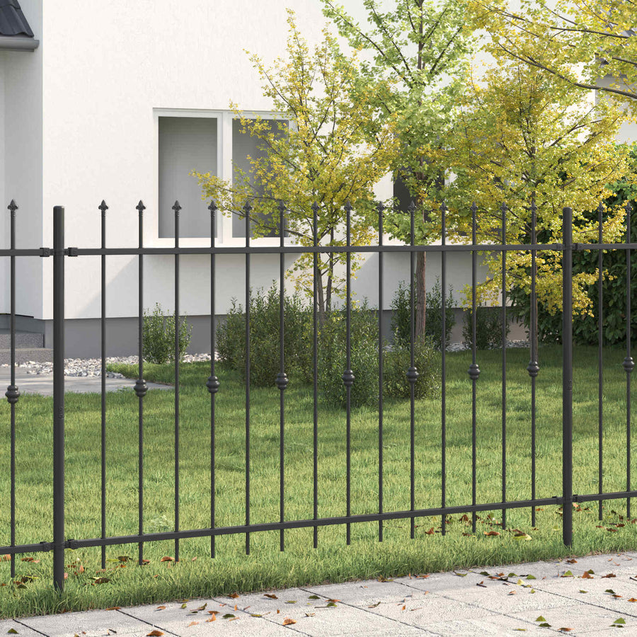 Spike Fence Zwart 200 x 130 cm Gepoedercoat staal