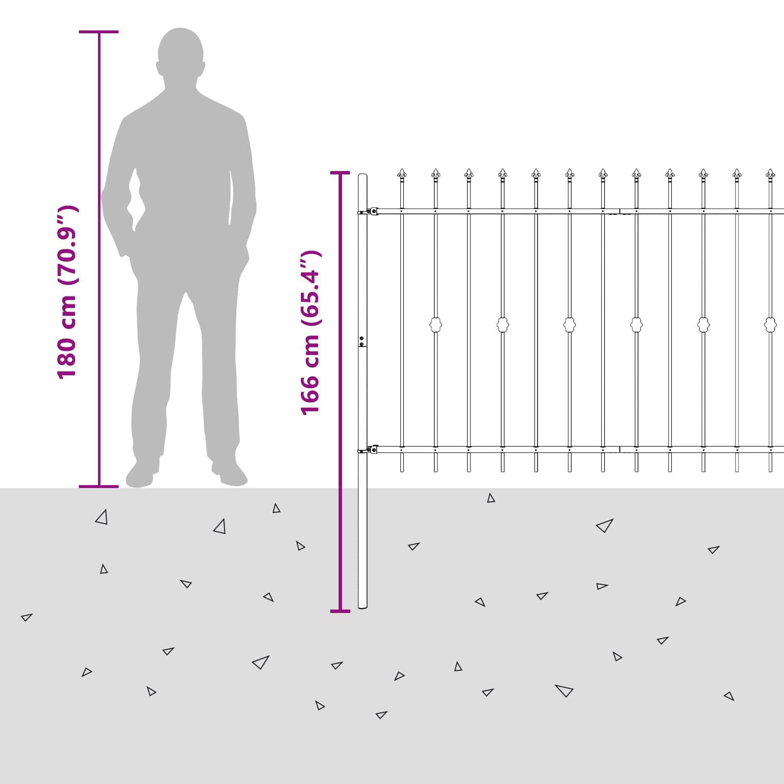 Spike Fence Zwart 200 x 130 cm Gepoedercoat staal