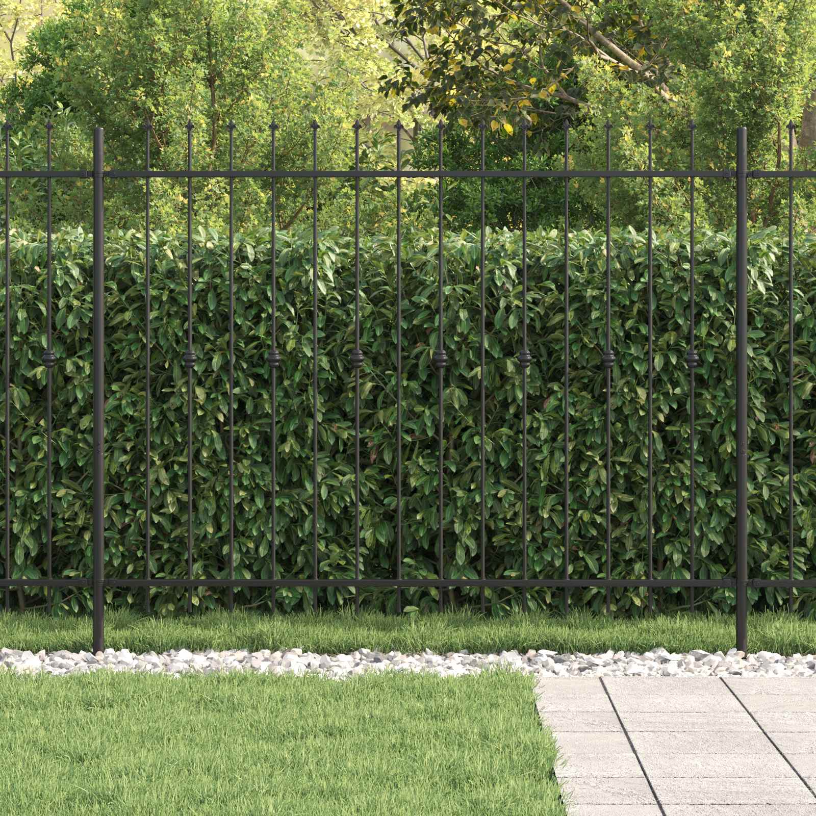 Spike Fence Zwart 200 x 200 cm Gepoedercoat staal