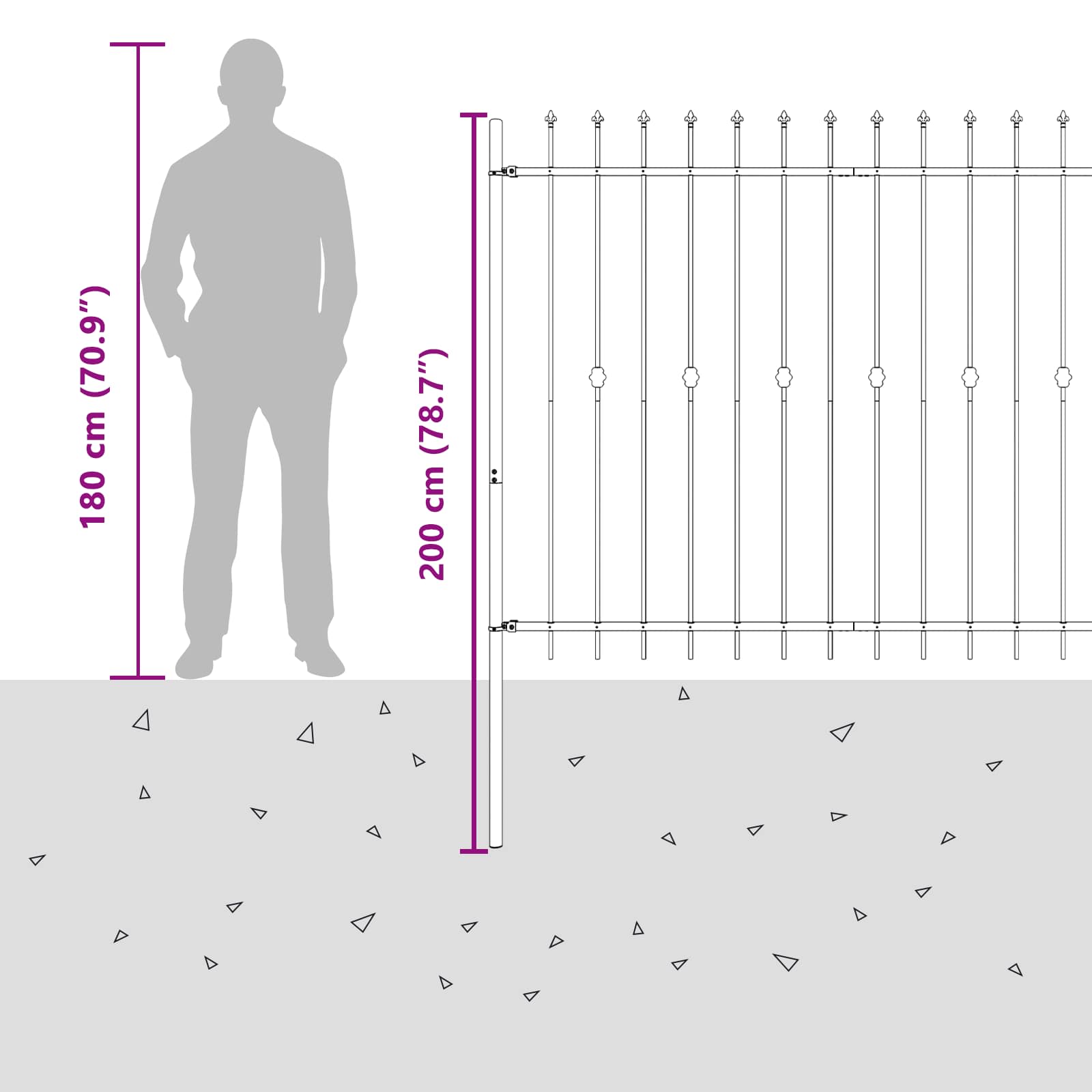 Spike Fence Zwart 200 x 200 cm Gepoedercoat staal