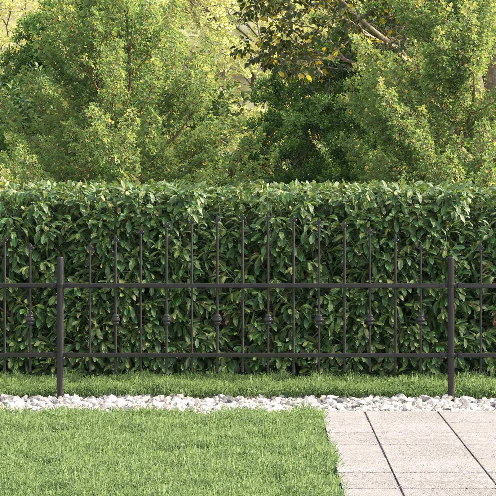 Spike Fence Zwart 200 x 130 cm Gepoedercoat staal