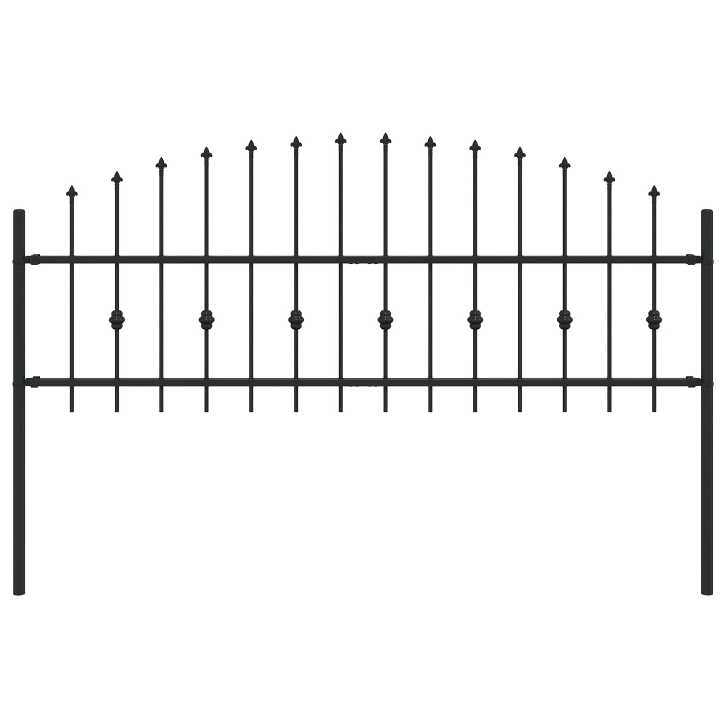 Spike Fence Zwart 200 x 130 cm Gepoedercoat staal