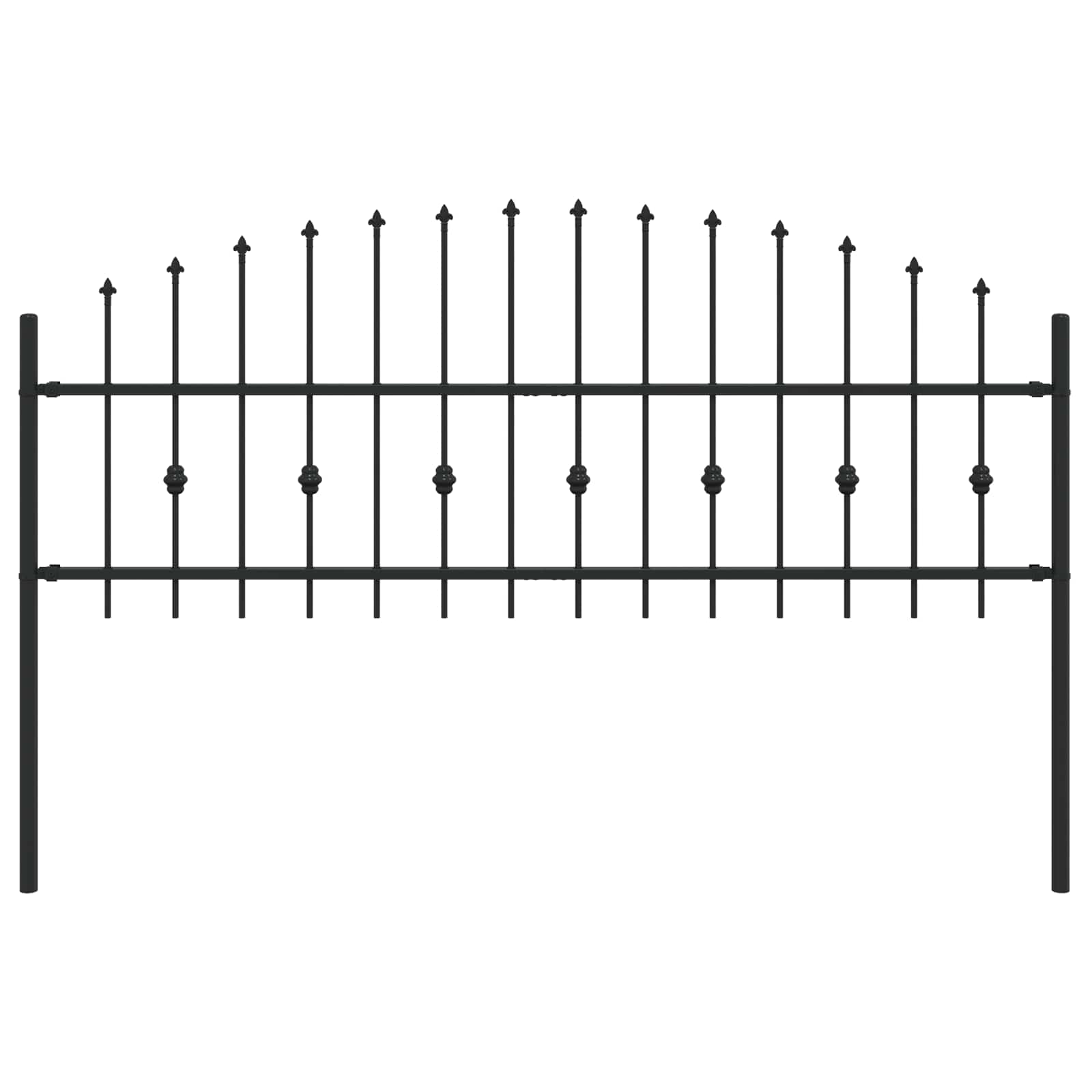 Spike Fence Zwart 200 x 130 cm Gepoedercoat staal