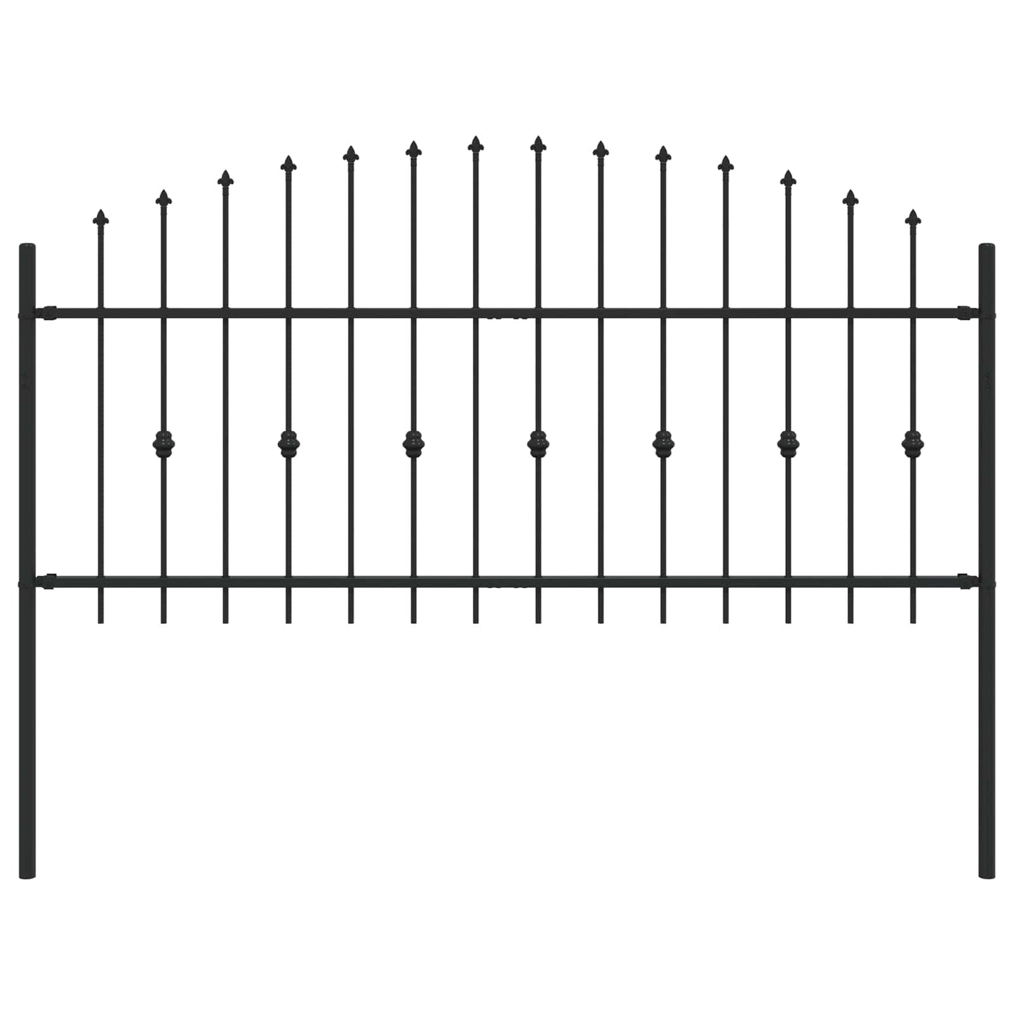 Spike Fence Zwart 200 x 130 cm Gepoedercoat staal
