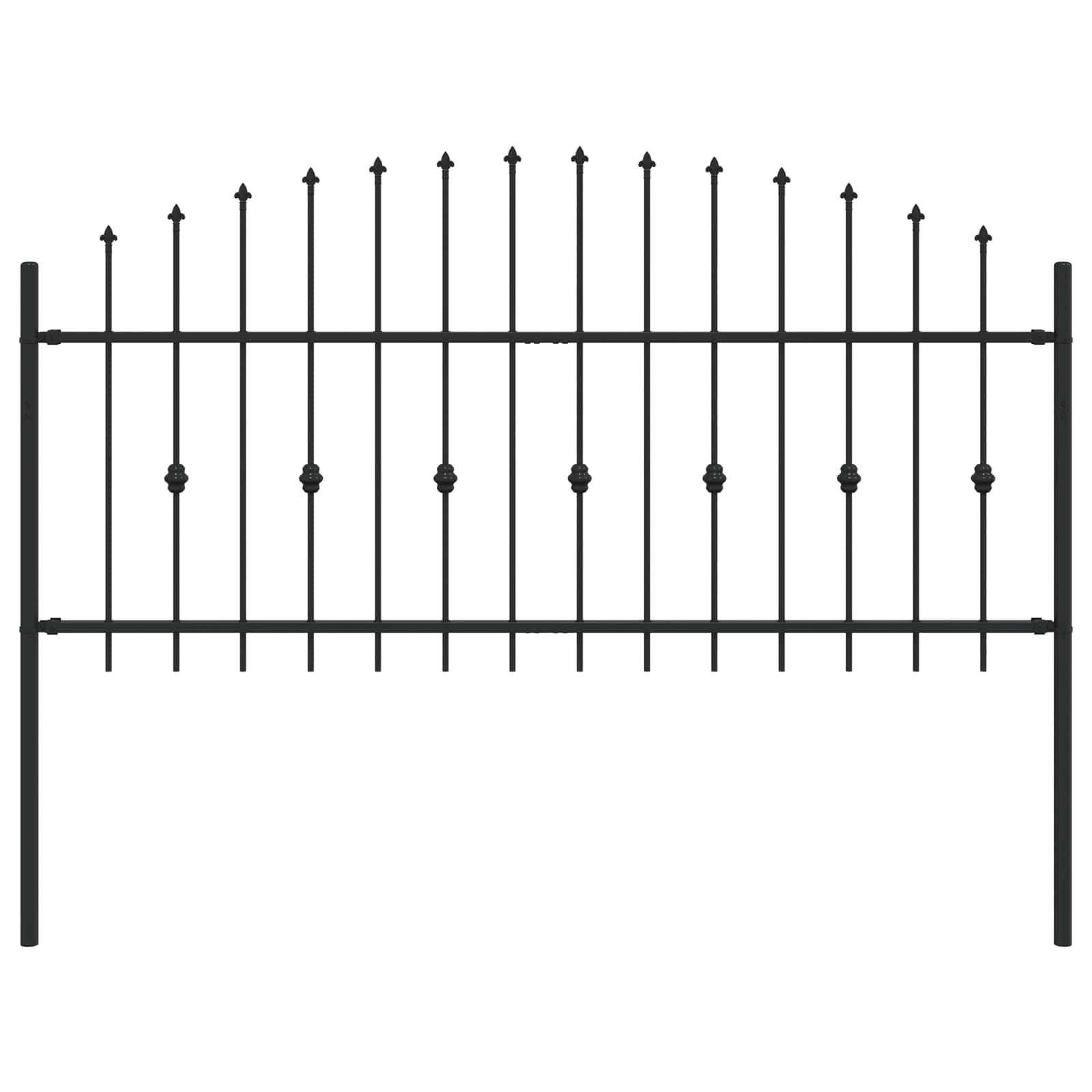 Spike Fence Zwart 200 x 130 cm Gepoedercoat staal