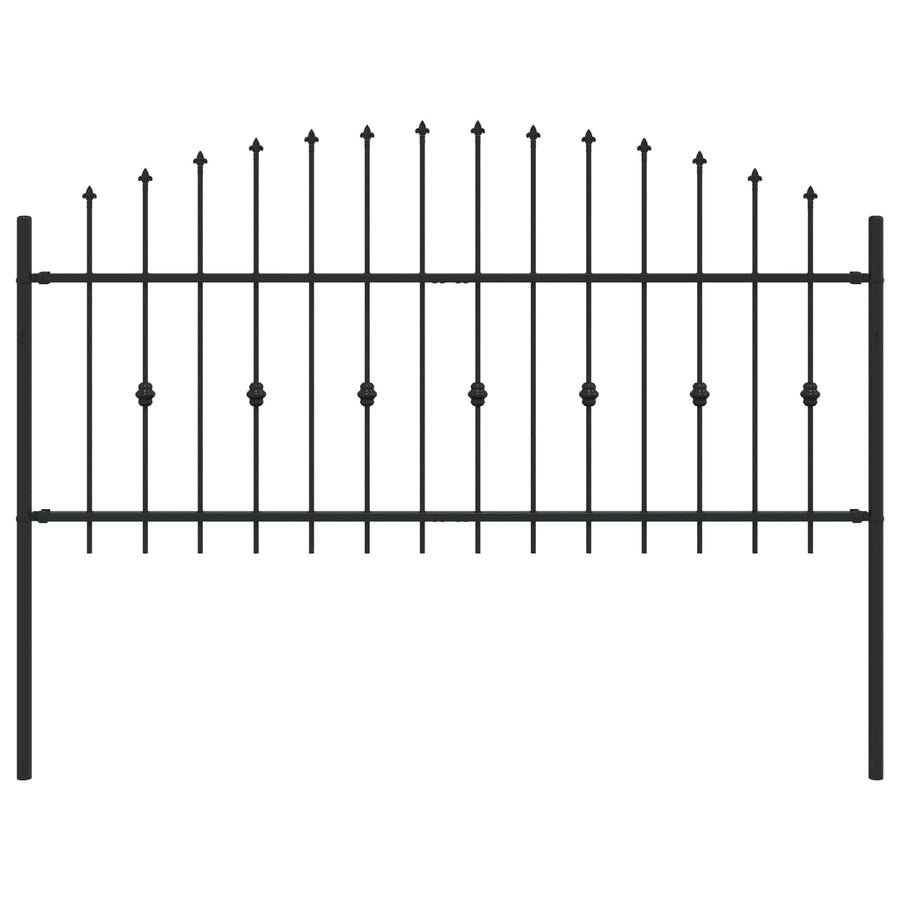 Spike Fence Zwart 200 x 130 cm Gepoedercoat staal