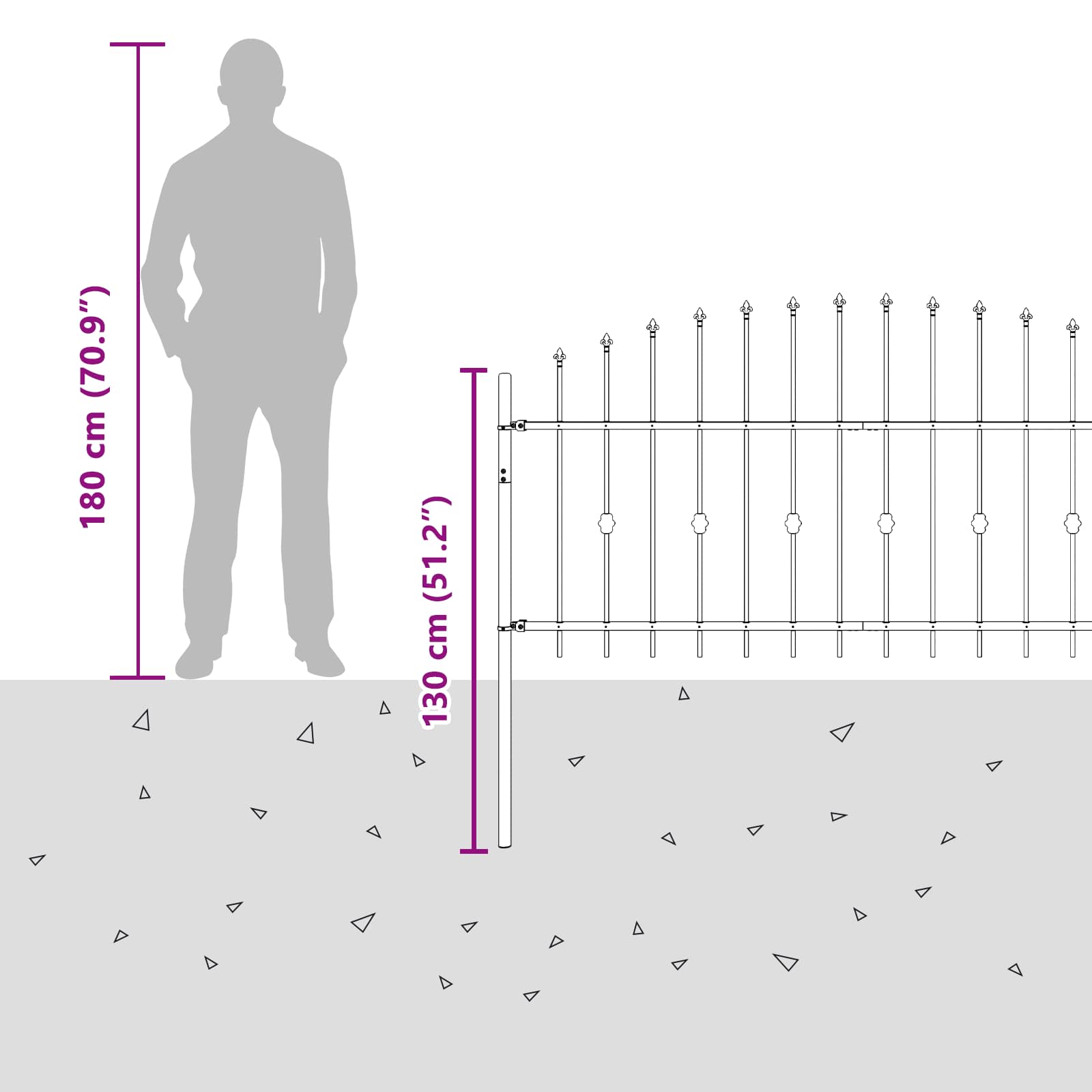 Spike Fence Zwart 200 x 130 cm Gepoedercoat staal