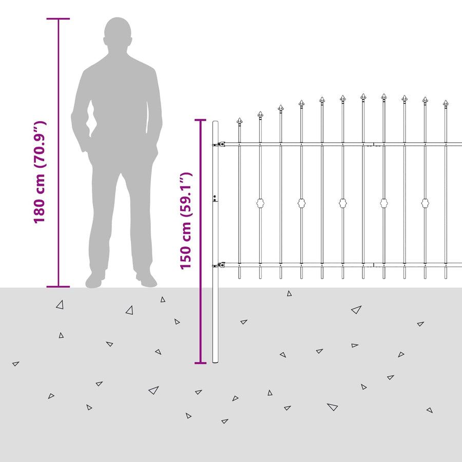 Spike Fence Zwart 200 x 150 cm Gepoedercoat staal