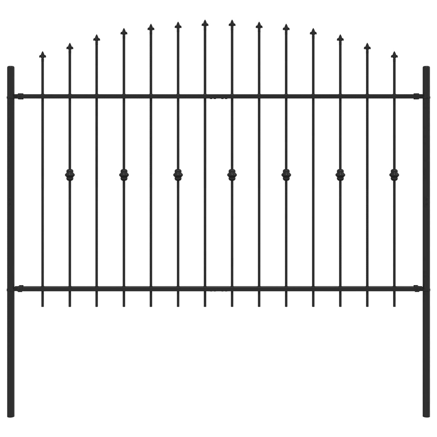 Spike Fence Zwart 200 x 130 cm Gepoedercoat staal