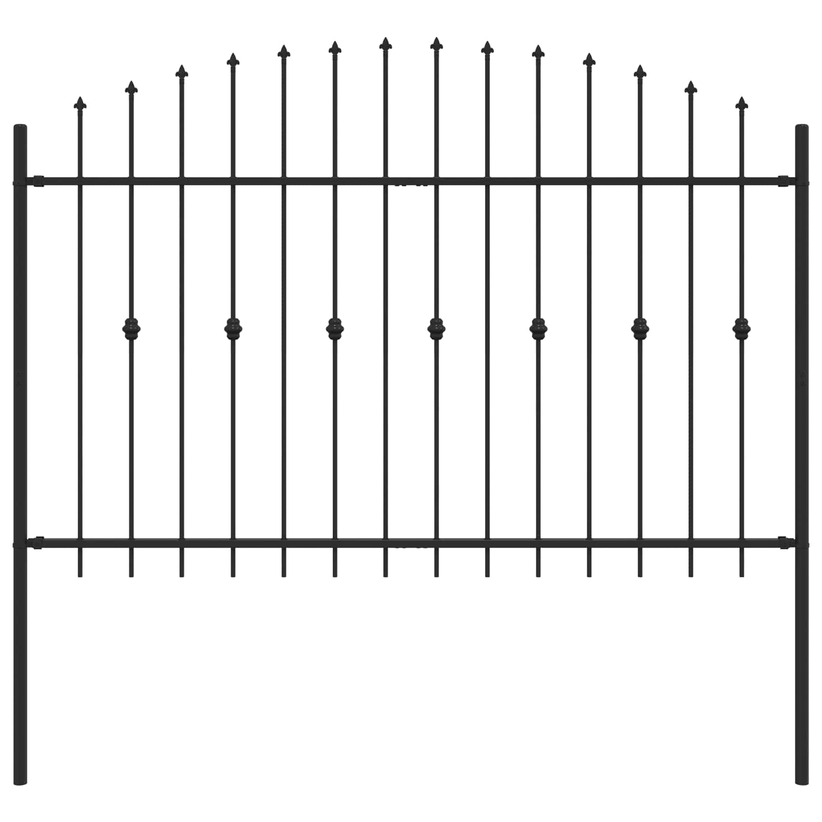 Spike Fence Zwart 200 x 130 cm Gepoedercoat staal