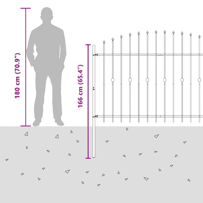Spike Fence Zwart 200 x 130 cm Gepoedercoat staal
