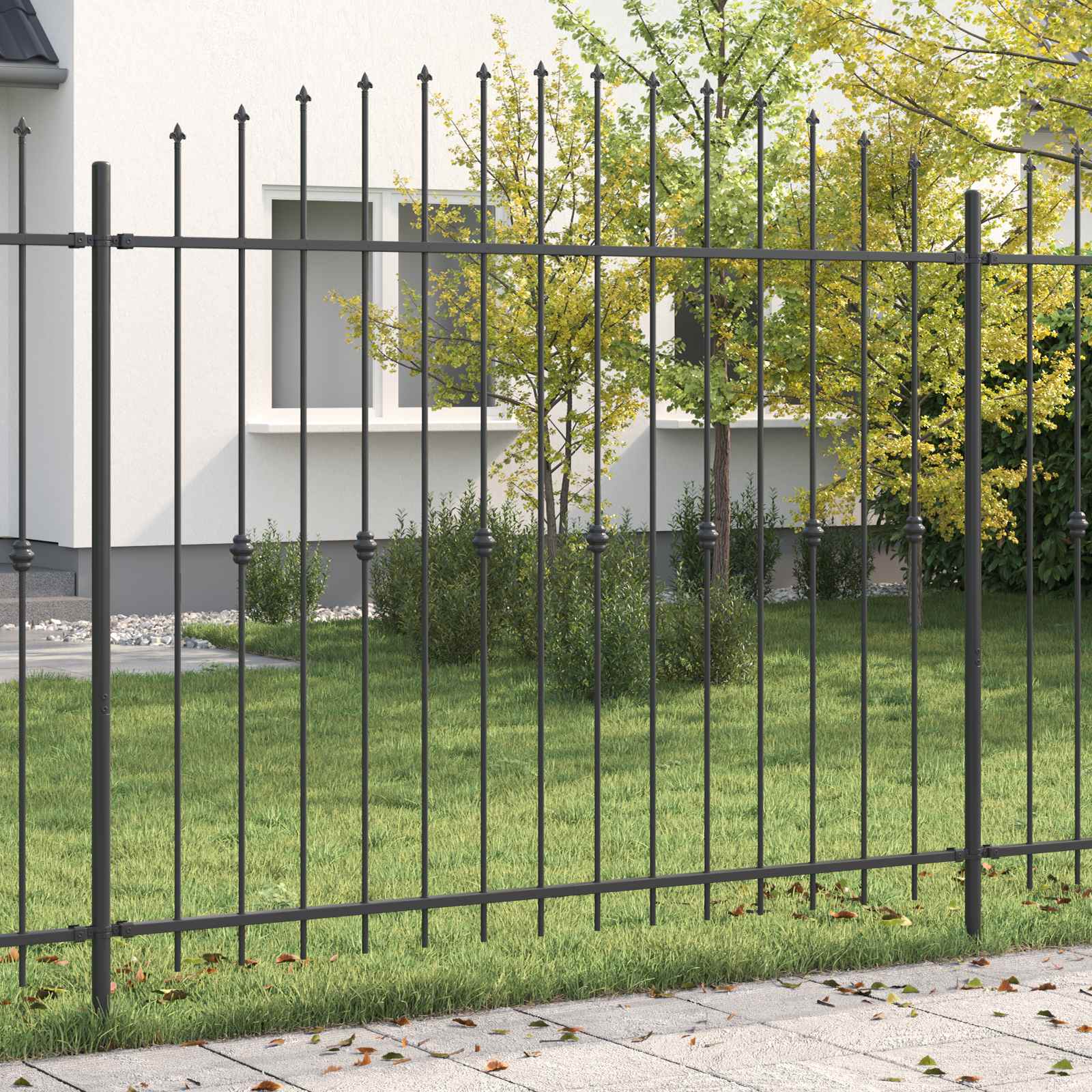 Spike Fence Zwart 200 x 200 cm Gepoedercoat staal