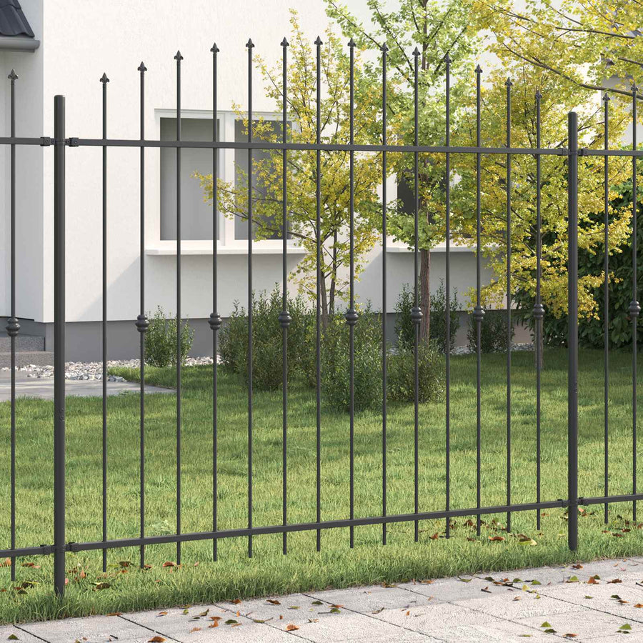 Spike Fence Zwart 200 x 200 cm Gepoedercoat staal
