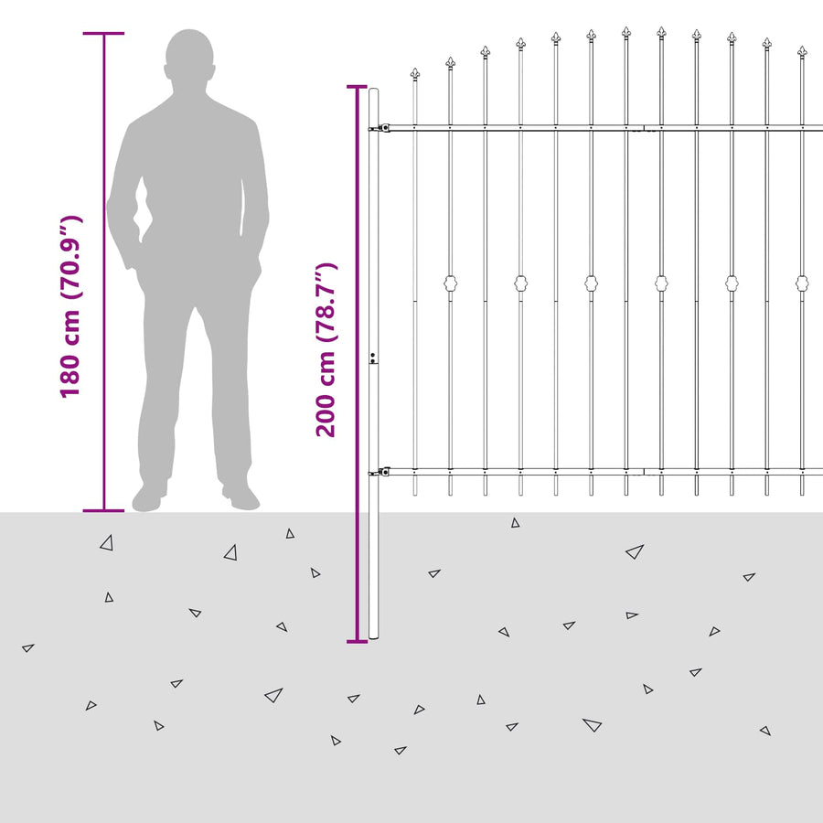 Spike Fence Zwart 200 x 200 cm Gepoedercoat staal