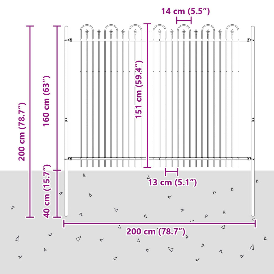 Spike Boog Hek Zwart 200 x 200 cm Gepoedercoat staal
