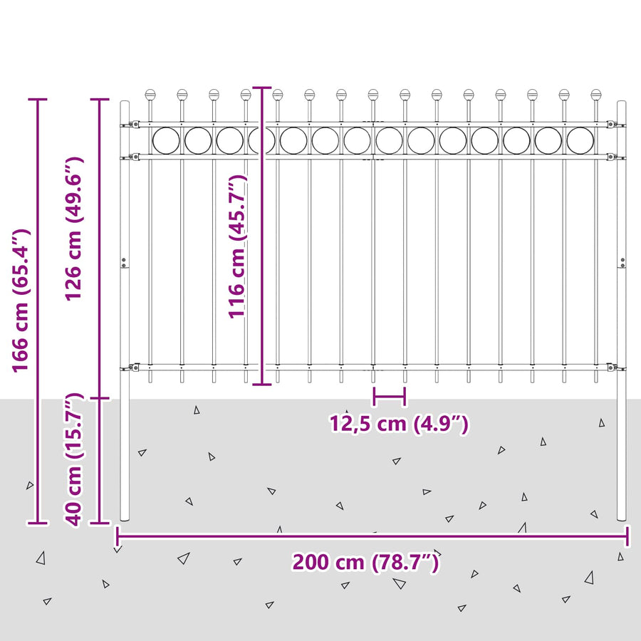 Ringhek Zwart 200 x 130 cm Gepoedercoat staal