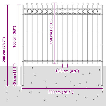 Ringhek Zwart 200 x 200 cm Gepoedercoat staal