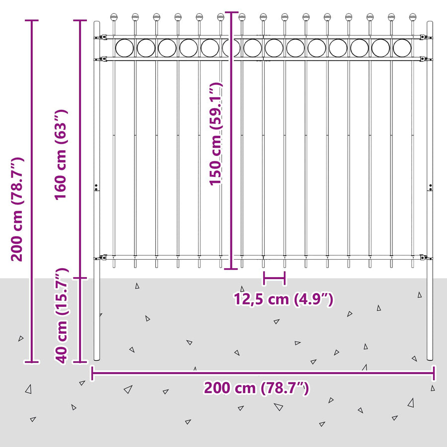 Ringhek Zwart 200 x 200 cm Gepoedercoat staal