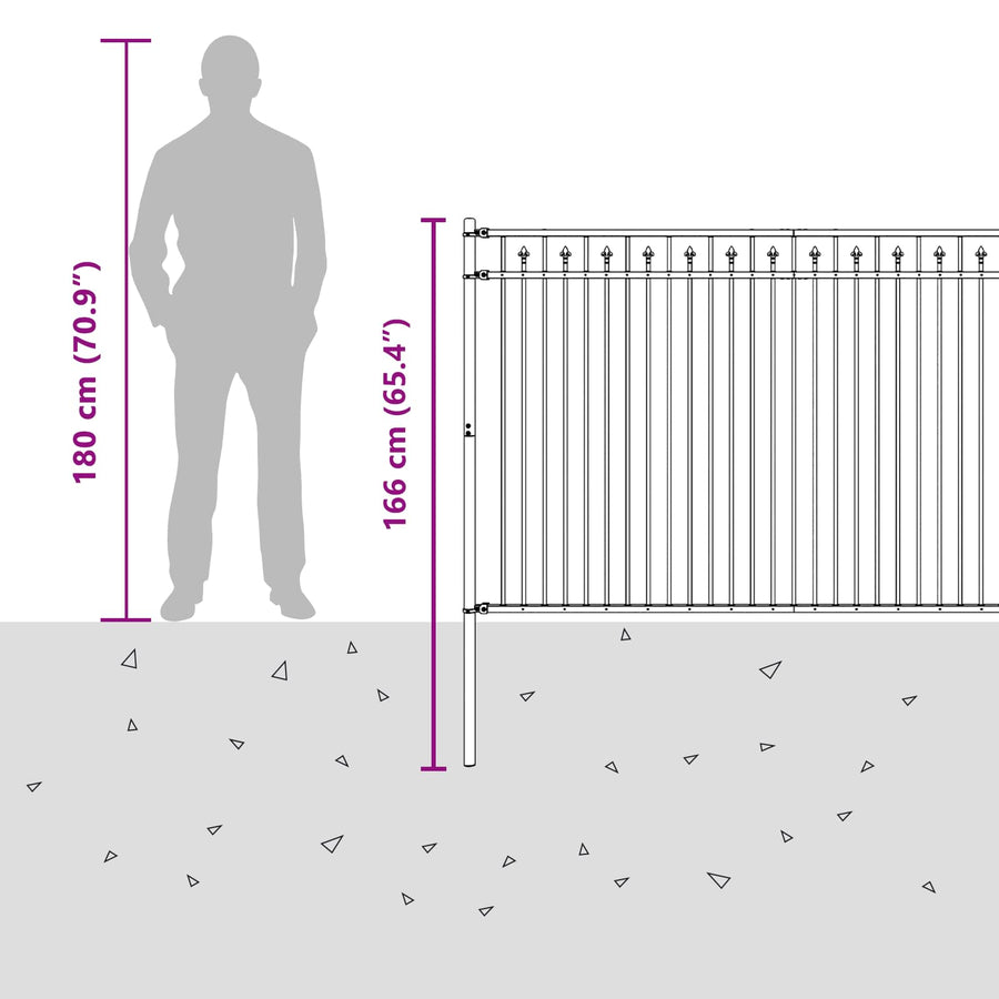 Spike Hek Zwart 200 x 166 cm Gepoedercoat staal
