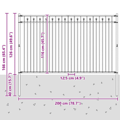 Spike Hek Zwart 200 x 166 cm Gepoedercoat staal