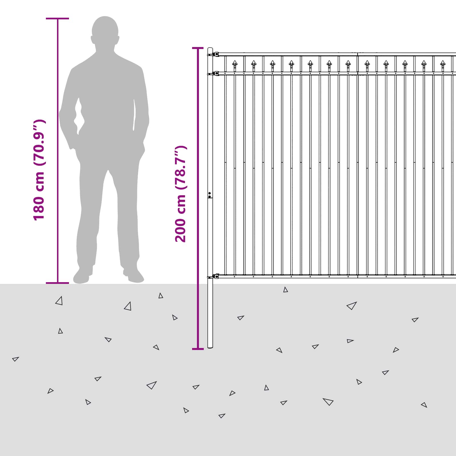 Spike Hek Zwart 200 x 200 cm Gepoedercoat staal