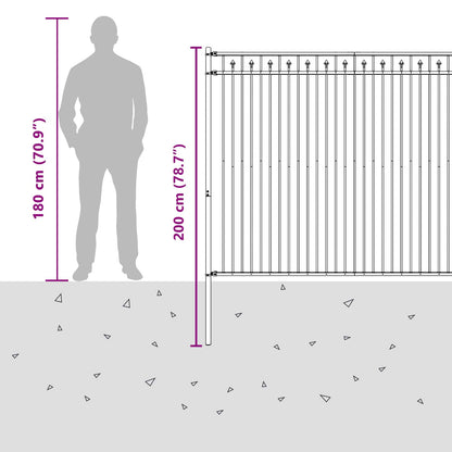 Spike Hek Zwart 200 x 200 cm Gepoedercoat staal