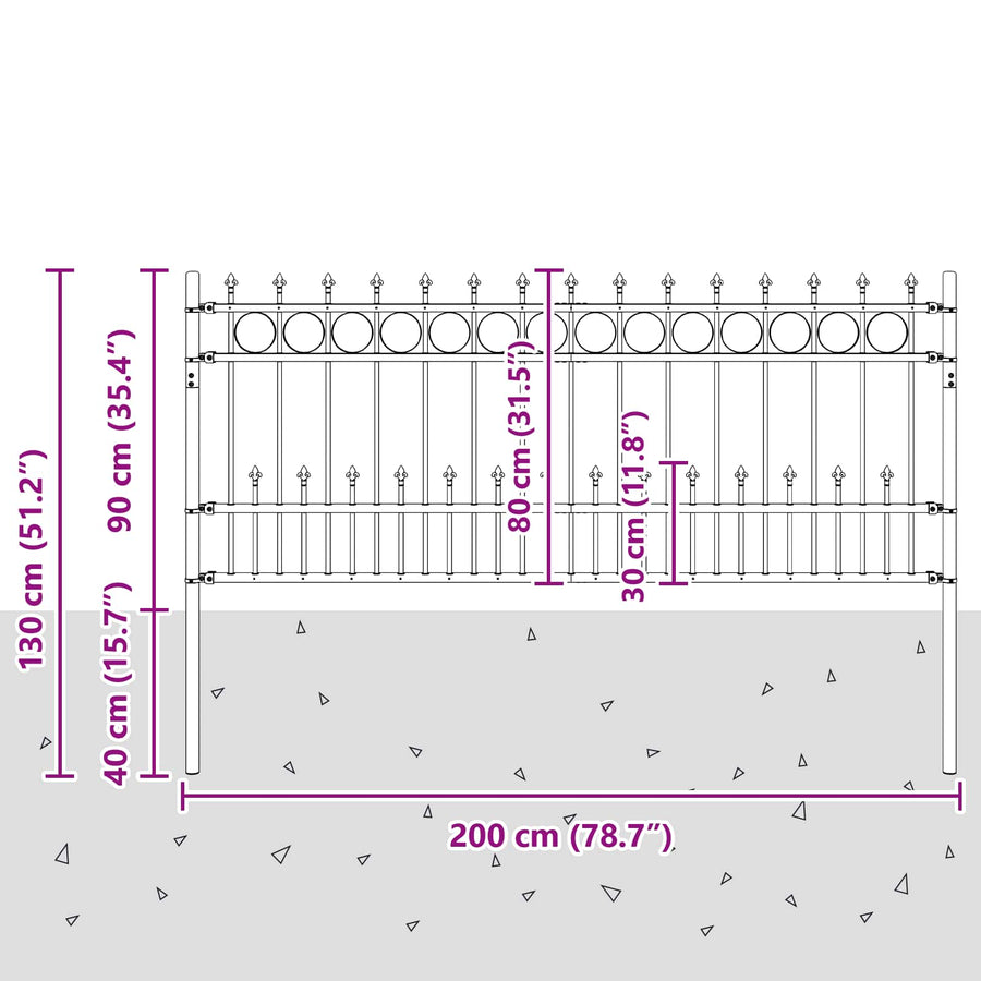 Spike Ring Hek Zwart 200 x 130 cm Gepoedercoat staal