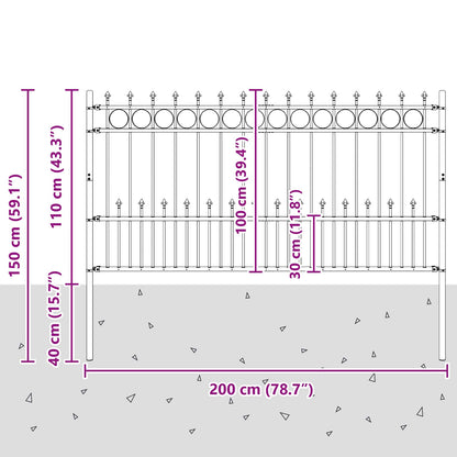 Spike Ring Hek Zwart 200 x 150 cm Gepoedercoat staal