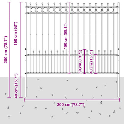 Spike Ring Hek Zwart 200 x 200 cm Gepoedercoat staal