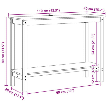 Wandtafel Waskleur Bruin 110 x 40 x 80 cm Massief grenenhout