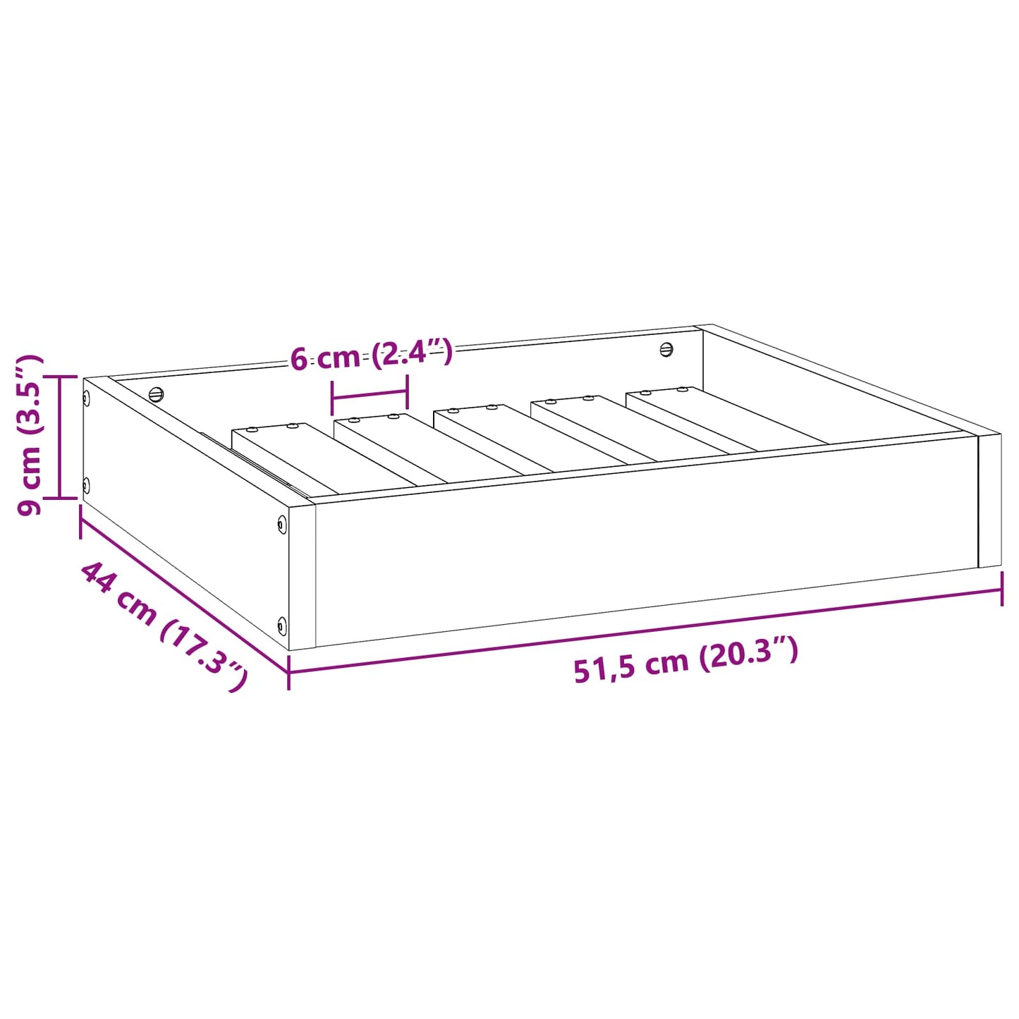 Hondenbed Wasbruin 51,5 x 44 x 9 cm Massief Vurenhout