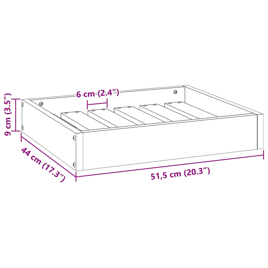 Hondenbed Wasbruin 51,5 x 44 x 9 cm Massief Vurenhout